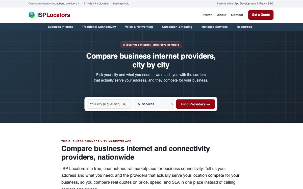 Compare business internet, voice and colocation providers at InternetAccess.org